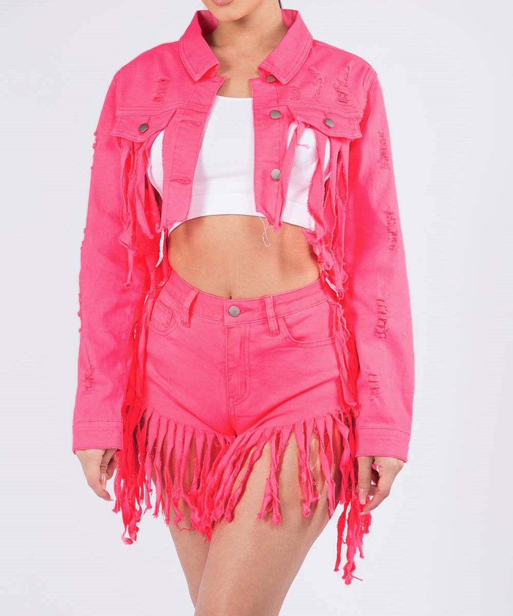 Neon fringe clearance jacket